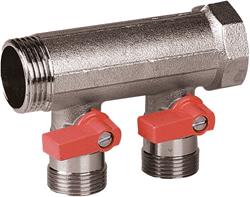 Manifold 3/4" with ball valve red + EK connections