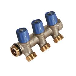 Manifold 3/4" with blue valve + EK + O-ring connection/alignment