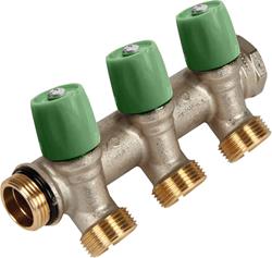 Manifold 3/4" with green valve + EK + O-ring connection/alignment