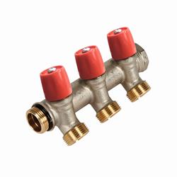 Manifold 3/4" with red valve + EK + O-ring connection/alignment